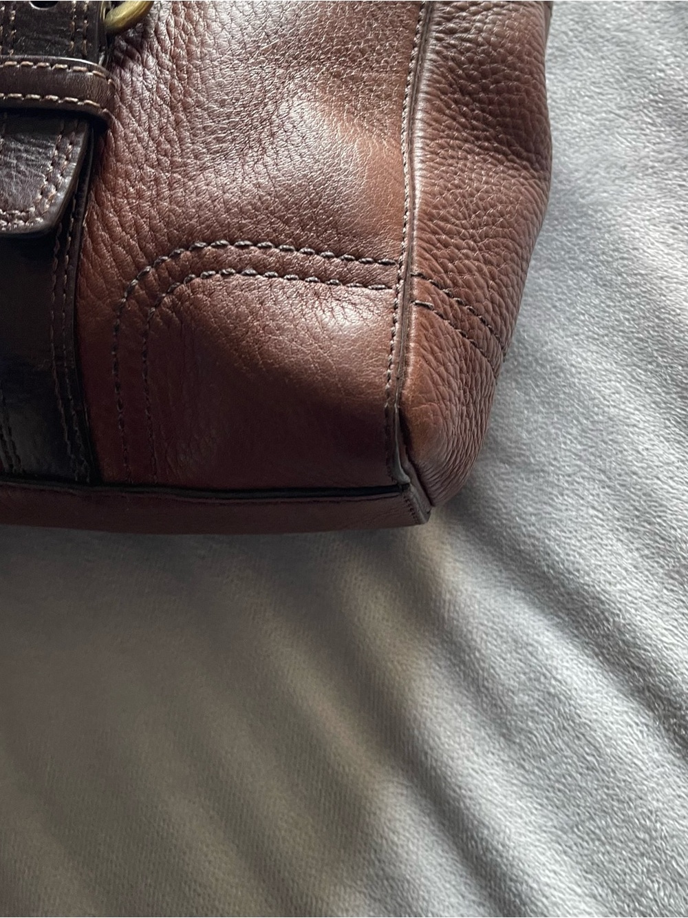 Coach chestnut brown with brown handles pebbled leather turnlock satchel - Picture 11 of 16